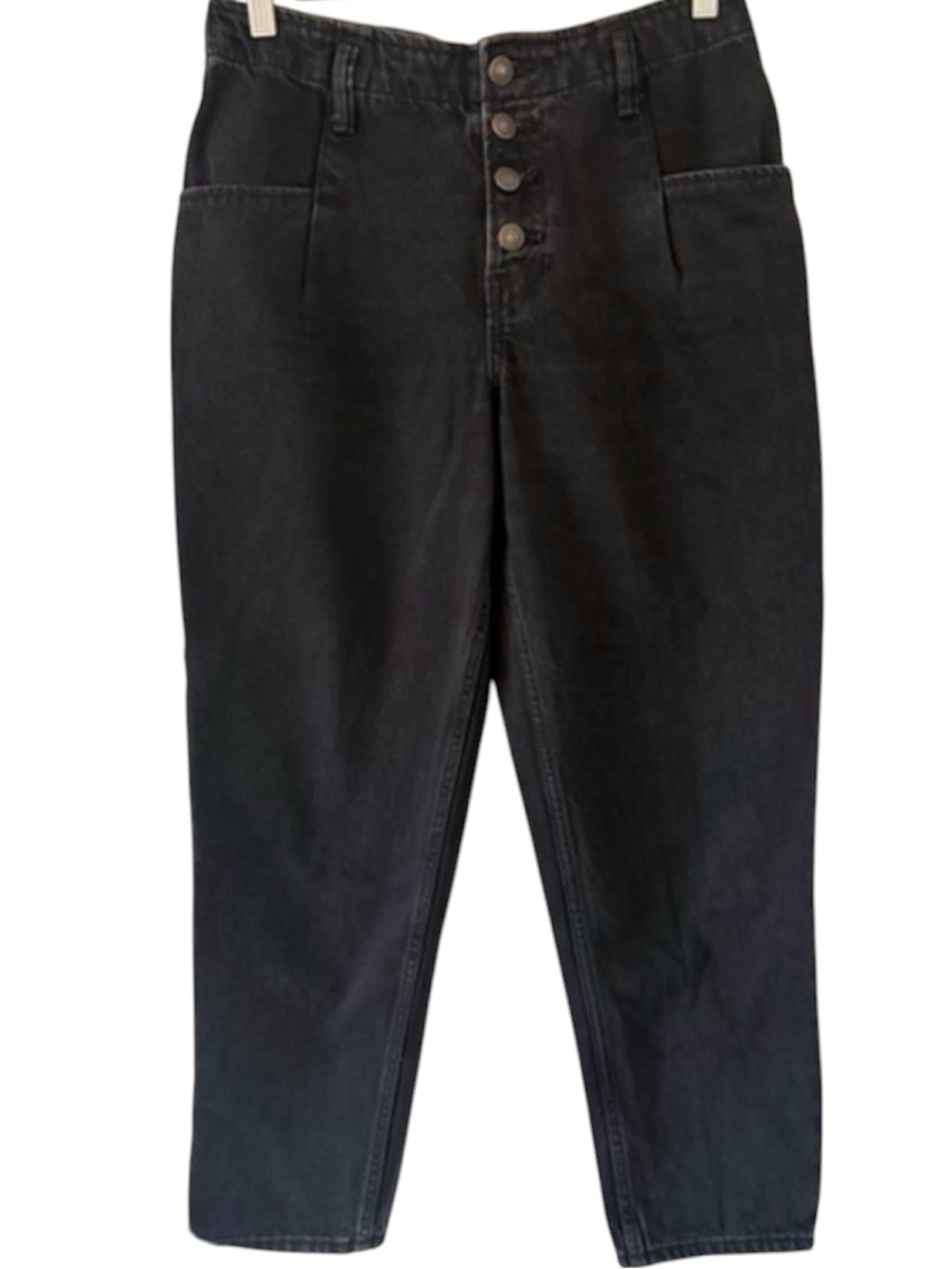 Maje | straight leg button fly black wash jeans sz 38 (medium) everyday casual